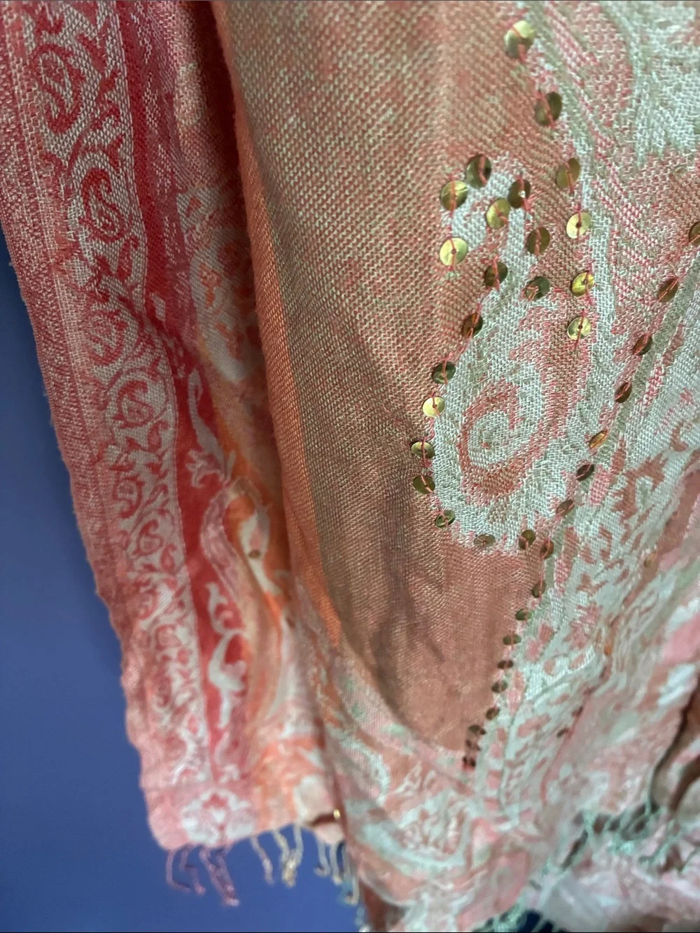 HANDMADE SILKBLEND SEQUINED PASHMINA